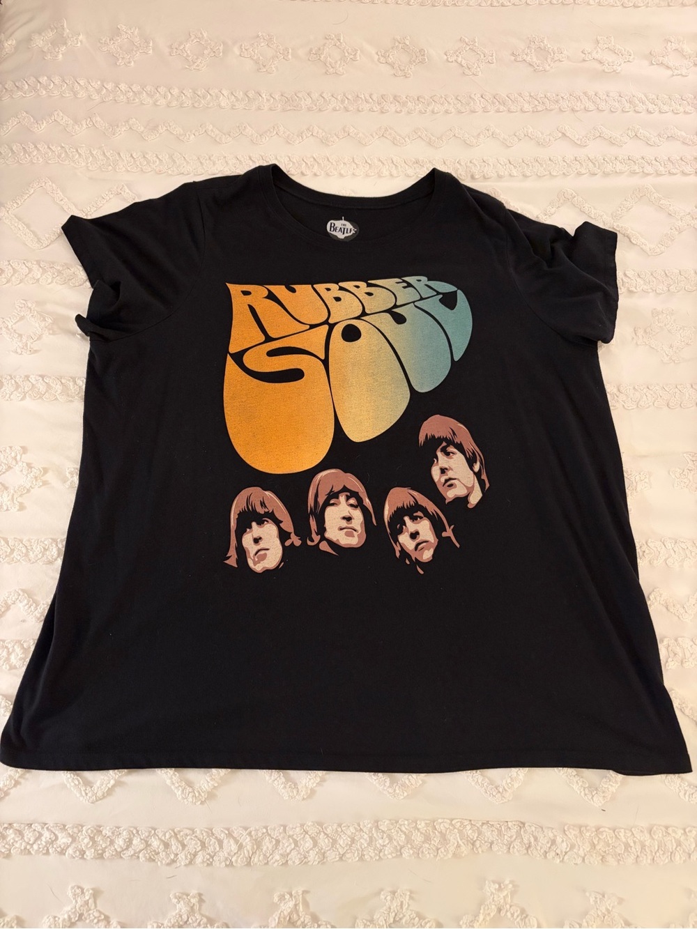 The Beatles Rubber Soul Graphic Tee Black Retro Band T-Shirt 4X